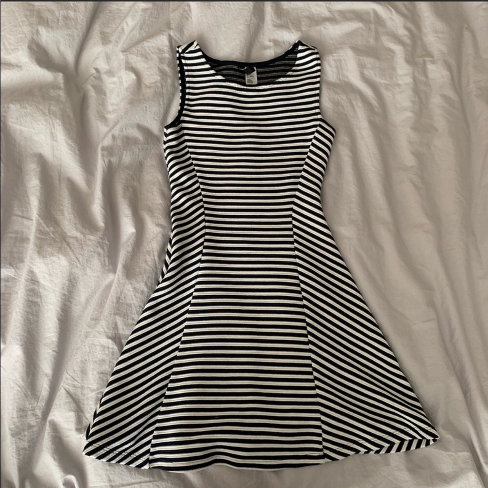 Navy and white striped H&M dress